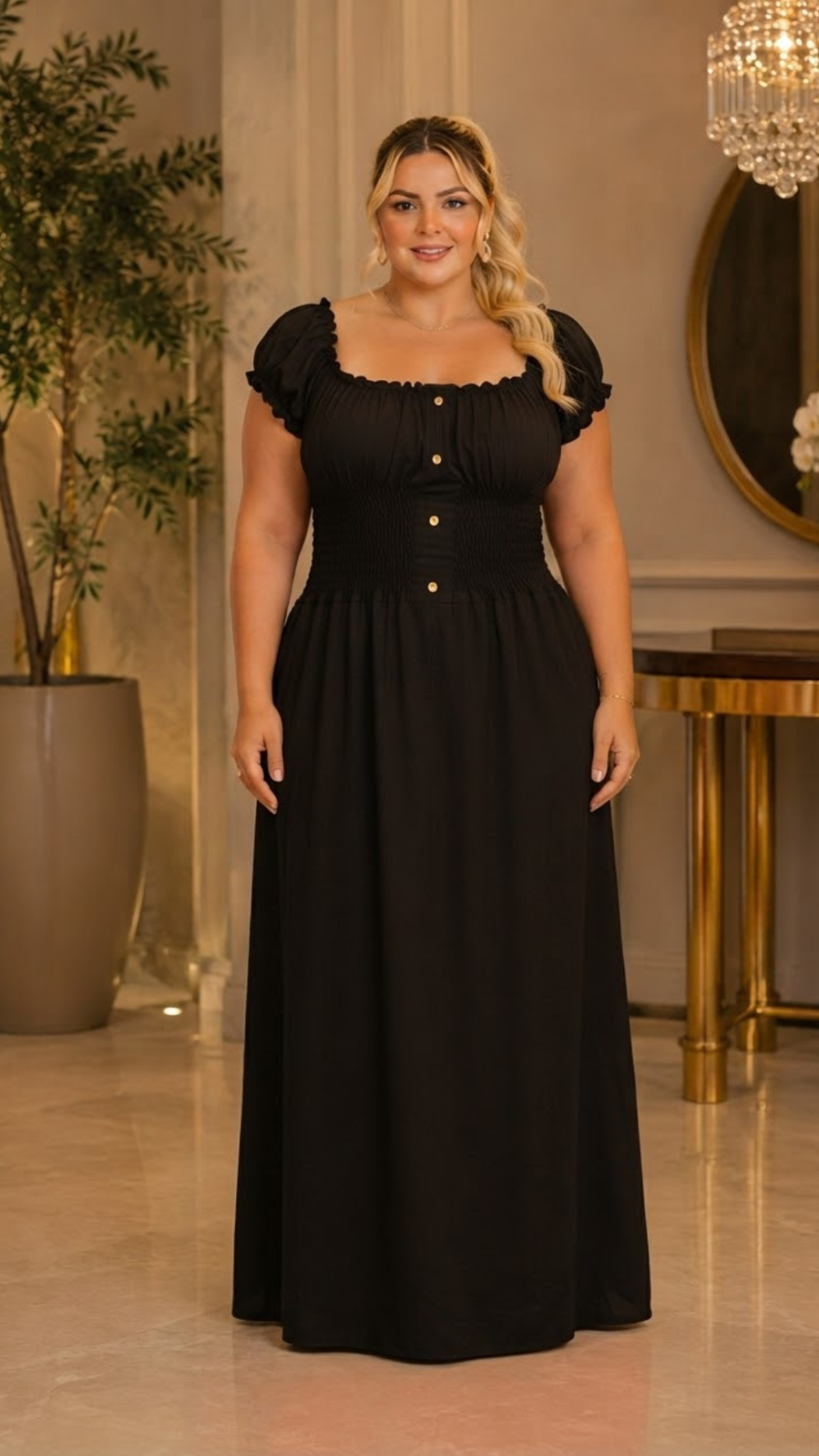 VESTIDO BOTÃO LISO